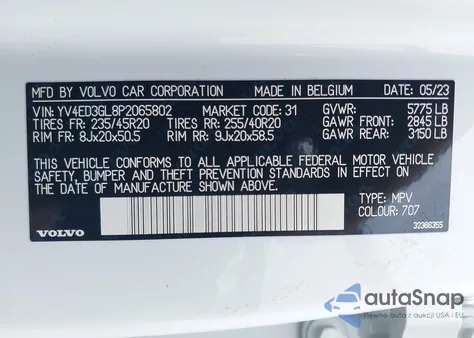 2023 Volvo C40 Recharge Plus z USA, uszkodzony, nr VIN YV4ED3GL8P2065802